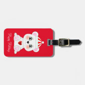 Moderner Niedlicher Eisbär auf Rot Gepäckanhänger (Vorderseite horizontal)