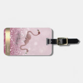 Moderner Niedlicher Flamingos Glitzer Bokeh - Pers Gepäckanhänger (Vorderseite horizontal)