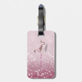 Moderner Niedlicher Flamingos Glitzer Bokeh - Pers Gepäckanhänger (Rückseite vertikal)