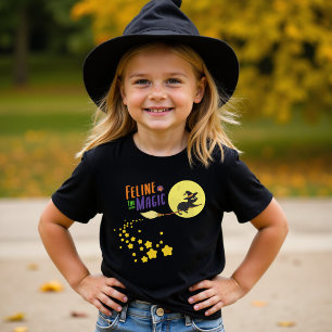 Moderner Niedlicher Hexenkatze Halloween-T - Shirt
