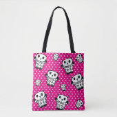 Moderner Niedlicher Kawaii Panda Bear Pink Polka D Tasche (Vorderseite)