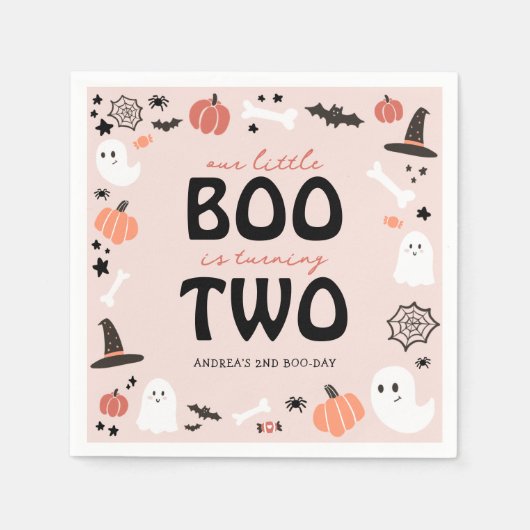 Moderner Niedlicher Klein-Boo-Wende zum zweiten Ge Serviette (Vorderseite)