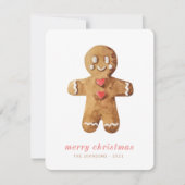 Moderner Niedlicher Lebkuchenmann Feiertagskarte (Vorderseite)