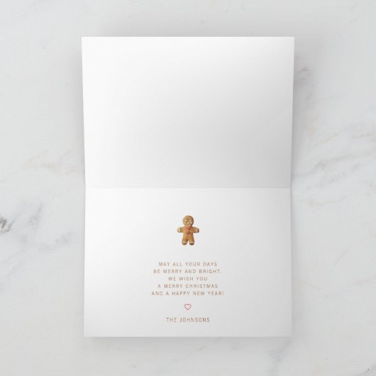 Moderner Niedlicher Lebkuchenmann Karte (Innenseite)