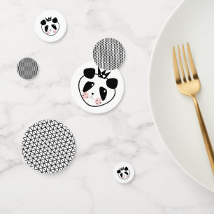 Moderner Niedlicher Panda-Bär Schwarz-weiß Geburts Konfetti