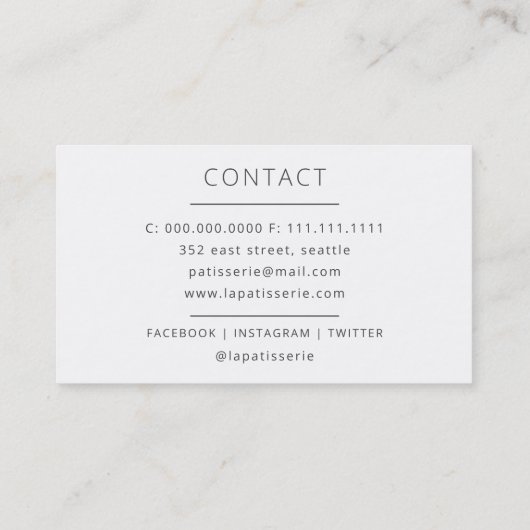 Moderner Niedlicher Pink Cheesecake Bäckerei Kondi Visitenkarte (Rückseite)