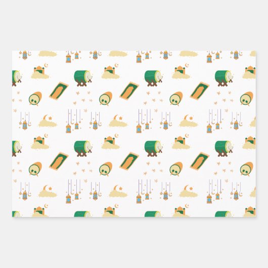 Moderner Niedlicher Ramadan Eid Mubarak Geschenkpapier Set (Vorderseite)