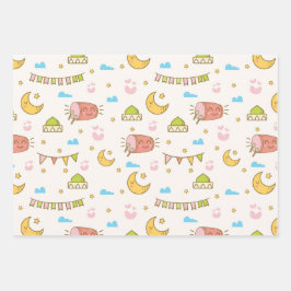 Moderner Niedlicher Ramadan Eid Mubarak Happy Eid Geschenkpapier Set