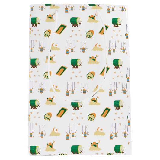 Moderner Niedlicher Ramadan Eid Mubarak Mittlere Geschenktüte (Vorderseite)