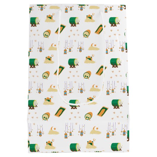 Moderner Niedlicher Ramadan Eid Mubarak Mittlere Geschenktüte (Rückseite)