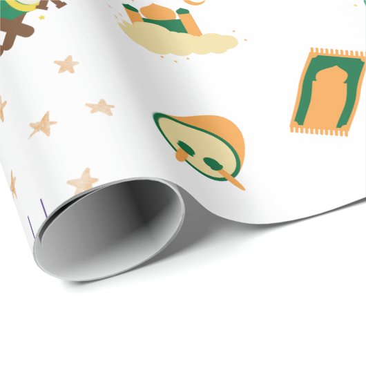 Moderner Niedlicher Ramadan Eid Mubarak White Geschenkpapier (Rolleneckpunkt)