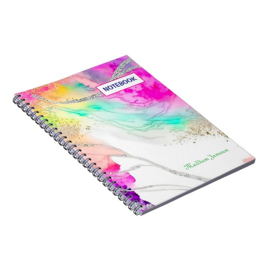 Moderner Niedlicher Regenbogen-Glitzer Notizblock (Rechte Seite)