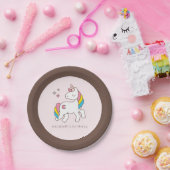 Moderner Niedlicher Regenbogen Unicorn mit Glitzer Pappteller (Party)