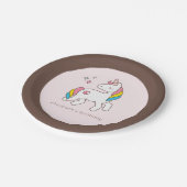 Moderner Niedlicher Regenbogen Unicorn mit Glitzer Pappteller (Schrägansicht)