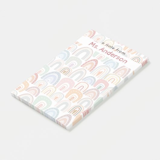 Moderner Niedlicher Regenbogenlehrer Post-it Klebezettel (angewinkelt)