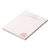 Moderner Niedlicher rosa Boho Regenbogen mit Blume Notizblock (Rotiert)