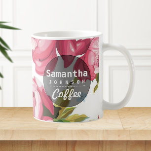 Moderner niedlicher rosa personalisierter mit kaffeetasse