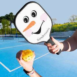 Moderner Niedlicher Schneemann im Winter Pickleball Schläger