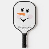 Moderner Niedlicher Schneemann im Winter Pickleball Schläger (Rückseite)