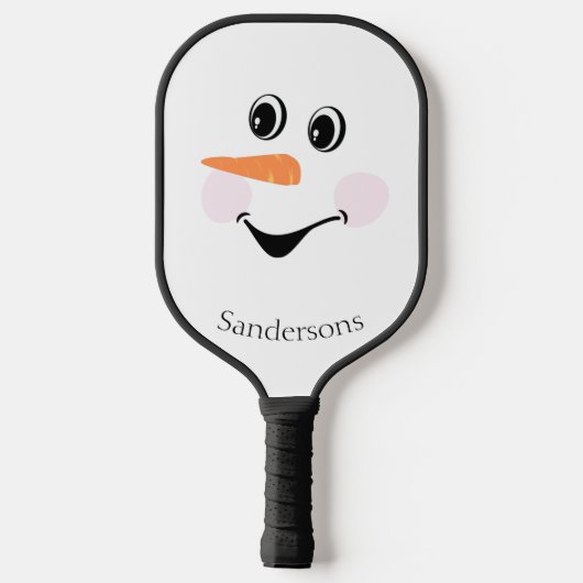 Moderner Niedlicher Schneemann im Winter Pickleball Schläger (Rückseite)
