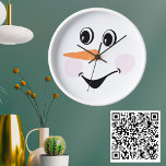 Moderner Niedlicher Schneemann Lächeln Gesicht Uhr<br><div class="desc">Moderne Niedliche,  maßgeschneiderte Snowman Face Wall Uhr</div>