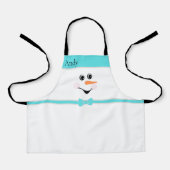 Moderner Niedlicher Schneemann mit Aquamarinem Bow Schürze (Vorderseite)