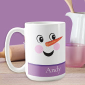 Moderner Niedlicher Schneemann mit Lila Scarf Kaffeetasse