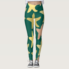 Moderner niedlicher Sternfisch Übung Grüne Leggings