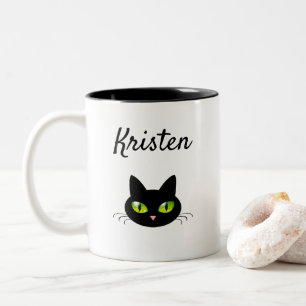 Moderner Niedlicher und Cooler Black Cat Head Zweifarbige Tasse