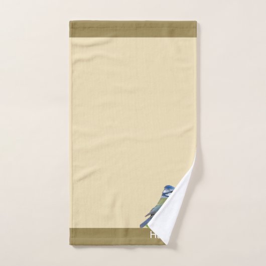 Moderner Niedlicher Vogel auf hellbeige Badhandtuch Set (Handtuch)