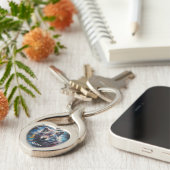 Moderner Niedlicher Watercolor Wolf Schlüsselanhänger (Seite)