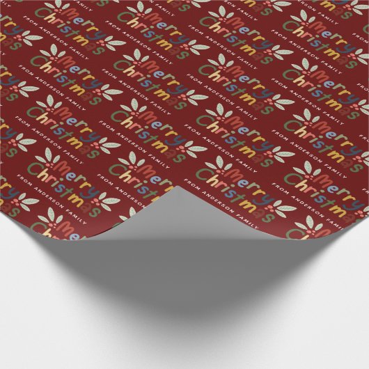 Moderner Niedlicher Weihnachtsmaroon Geschenkpapier (Ecke)