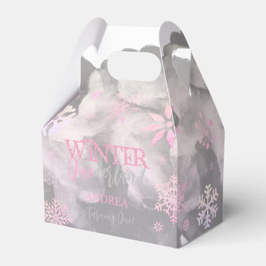 Moderner Niedlicher Winter ONEderland Pink Erster  Geschenkschachtel (Vorderseite)