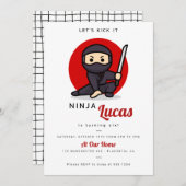 Moderner Ninja Geburtstagsparty-Krieger Einladung (Vorne/Hinten)
