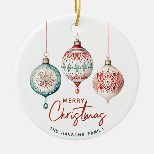 Moderner nordischer Stil frohe Weihnachten Keramik Ornament (Vorne)