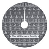 Moderner nordischer Strick Ugly Sweater Chalkboard Fleece Weihnachtsbaumdecke (Vorderseite)