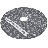 Moderner nordischer Strick Ugly Sweater Chalkboard Fleece Weihnachtsbaumdecke (Schrägansicht)