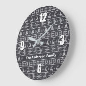 Moderner nordischer Strick Ugly Sweater Chalkboard Große Wanduhr (Winkel)
