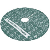 Moderner nordischer Strick Ugly Sweater Green Fleece Weihnachtsbaumdecke (Schrägansicht)