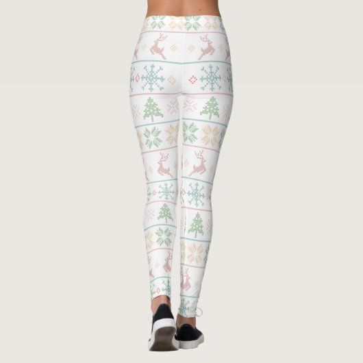 Moderner nordischer Strick Ugly Sweater Pastell Pi Leggings (Rückseite)
