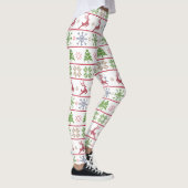 Moderner nordischer Strick Ugly Sweater Red Green Leggings (Rechts)
