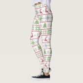 Moderner nordischer Strick Ugly Sweater Red Green Leggings (Links)