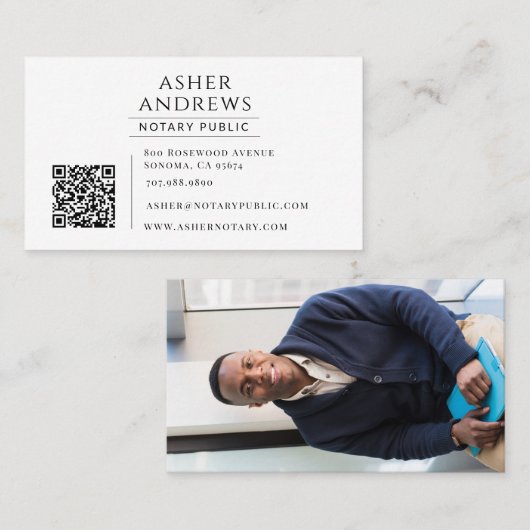 Moderner Notar Foto QR Code Visitenkarte (Vorne/Hinten)