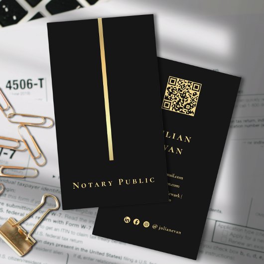 Moderner Notar Public Loan Signing Agent Black Gol Visitenkarte