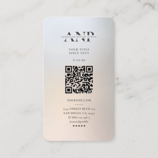 Moderner Notar Public Signature Agent Gold Silver Visitenkarte (Rückseite)