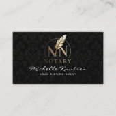 Moderner Notar-SignaturEUR Agent Black Gold Damask Visitenkarte (Vorderseite)