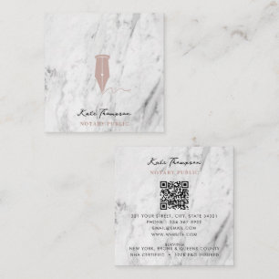 Moderner Notar-Unterzeichnungsagent QR-Code Marmor Quadratische Visitenkarte