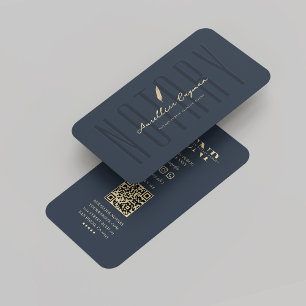 Moderner Notarmonogramm Dunkelblauer Gold-Quill-Pe Visitenkarte