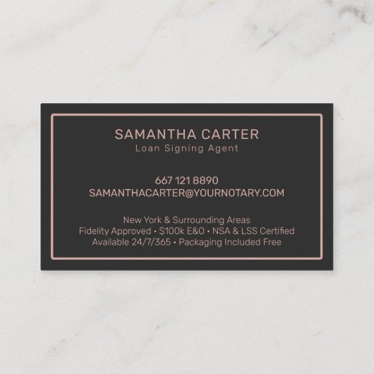 Moderner Notarzt mit Gold der schwarzen Rose Agent Visitenkarte (Rückseite)