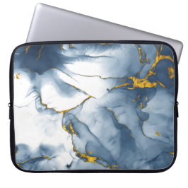 Moderner Notebook-Rückzug aus Aquamarin-Gold-Marmo Laptopschutzhülle